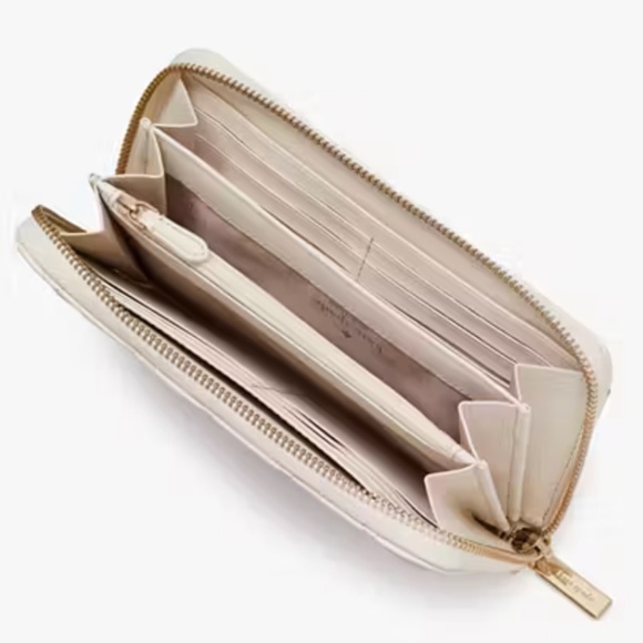 NEW Kate Spade Carey Large Quilted Leather Continental Wallet Parchment White - Picture 2 of 8